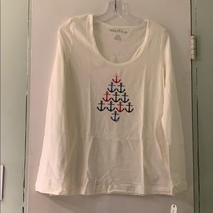 ❄️ Nautica Anchor Tree Sleep Shirt NWT ⚓️